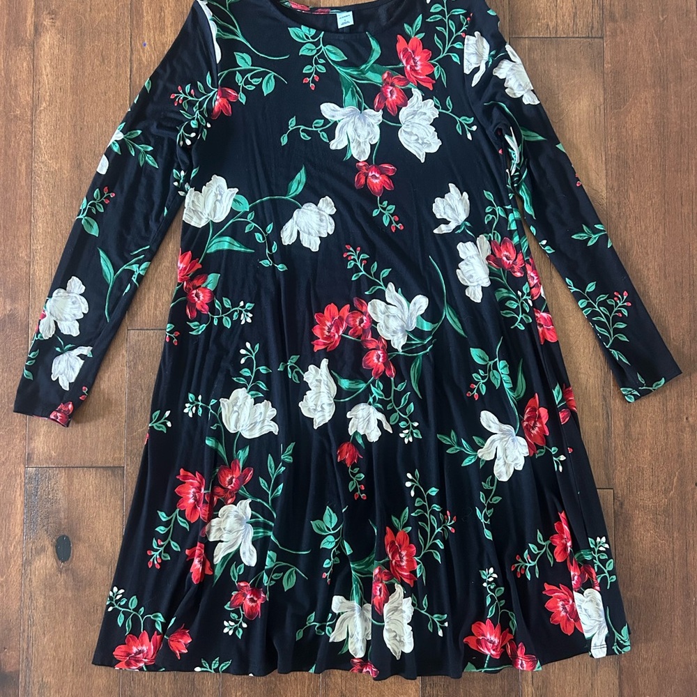 Old Navy Floral Dress - Black with Red and White